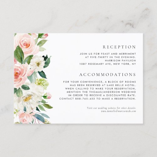 Watercolor Garden Flowers Spring Wedding Details Enclosure Card