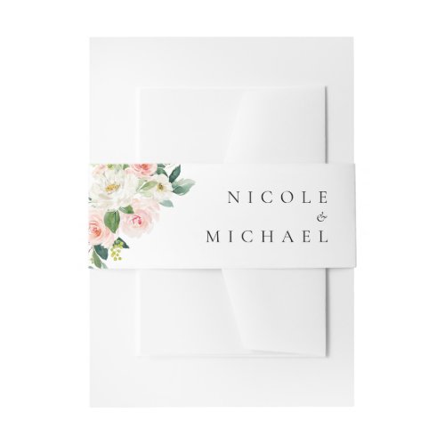 Watercolor Garden Flowers Spring Wedding Invitation Belly Band