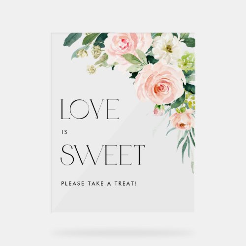 Watercolor Garden Flowers Wedding Love is Sweet Acrylic Sign