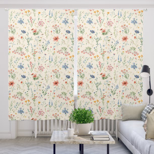 watercolor Garden Flowers Wildflower Spring Meadow Blackout Curtains