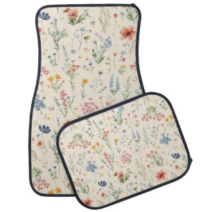 watercolor Garden Flowers Wildflower Spring Meadow Car Floor Mat