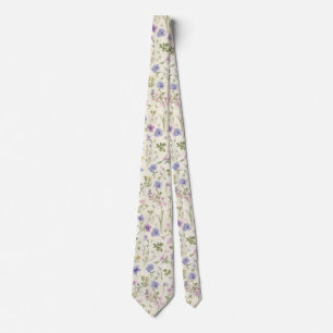 watercolor Garden Flowers Wildflower Spring Meadow Neck Tie