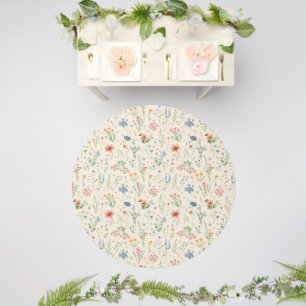 watercolor Garden Flowers Wildflower Spring Meadow Outdoor Rug