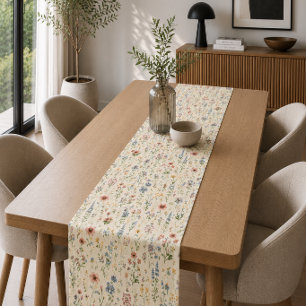 watercolor Garden Flowers Wildflower Spring Meadow Short Table Runner