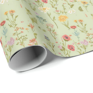 watercolor Garden Flowers Wildflower Spring Meadow Wrapping Paper