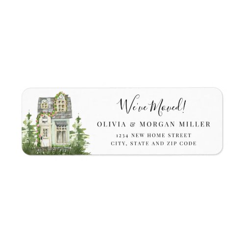 Watercolor Garden House Weve Moved Return Address Label