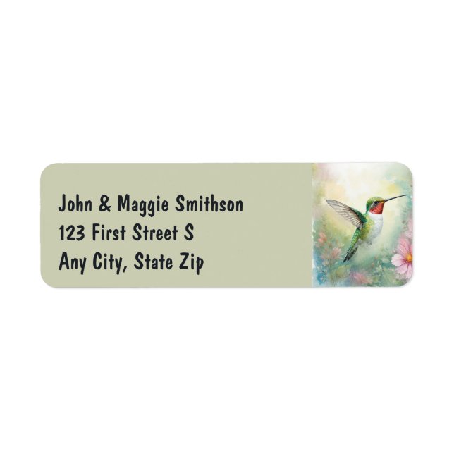 Watercolor Garden Hummingbird Nature Bird Address Label (Front)
