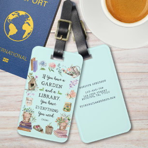Watercolor Garden Library Quote Floral Botanical Luggage Tag