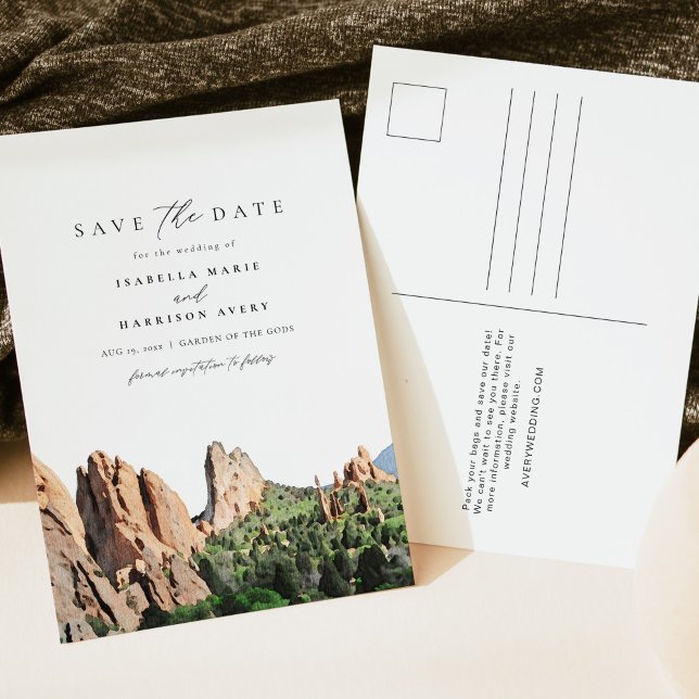 Watercolor Garden of the Gods Save the Date  Postcard (Creator Uploaded)