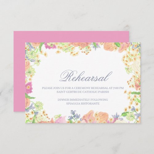 Watercolor Garden Party Floral Crest Wedding Enclosure Card