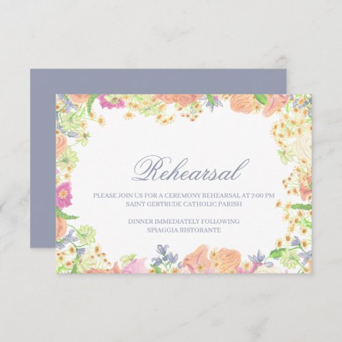 Watercolor Garden Party Floral Crest Wedding Enclosure Card