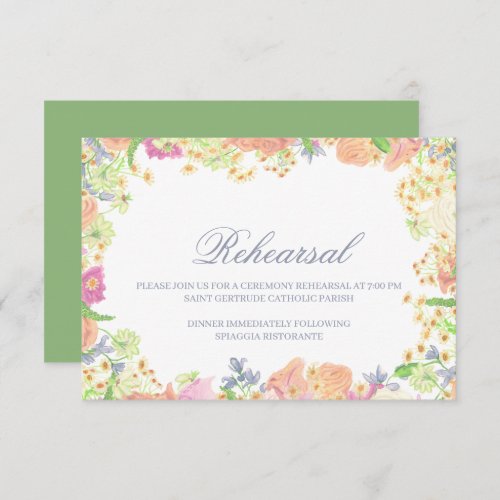 Watercolor Garden Party Floral Crest Wedding Enclosure Card