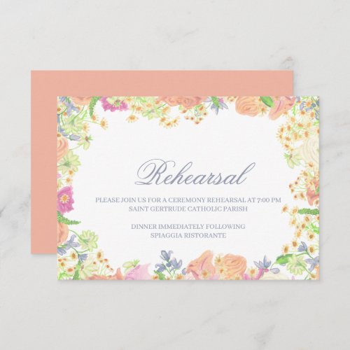 Watercolor Garden Party Floral Crest Wedding Enclosure Card