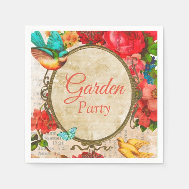 Watercolor Garden Party Napkins (Front)