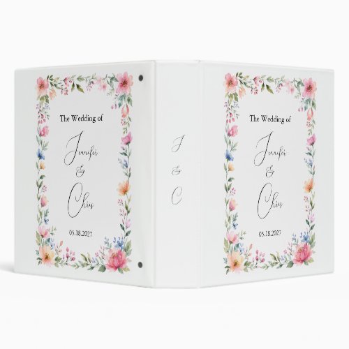 Watercolor Garden Personalized Wedding Binder