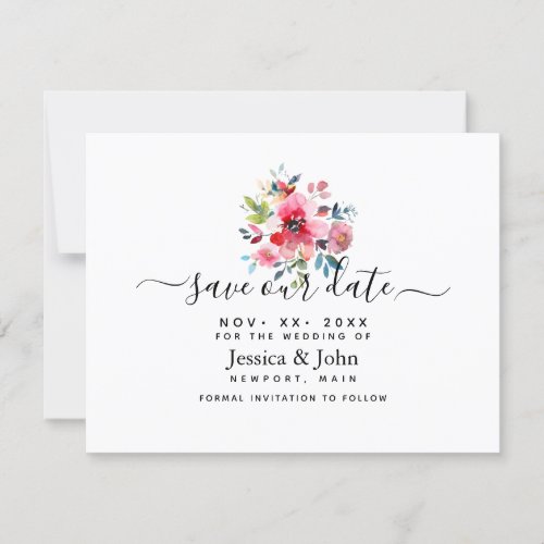 Watercolor Garden Rose Save our Date Invitation