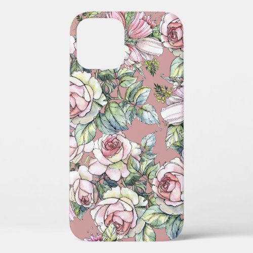 Watercolor Garden Rose Tulip Elegance iPhone 12 Case