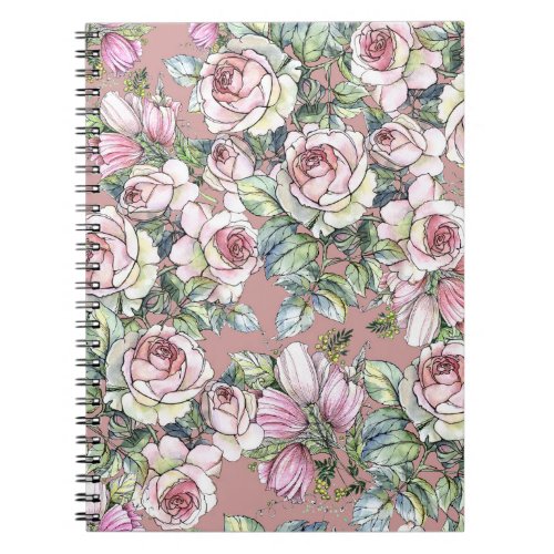 Watercolor Garden Rose Tulip Elegance Notebook