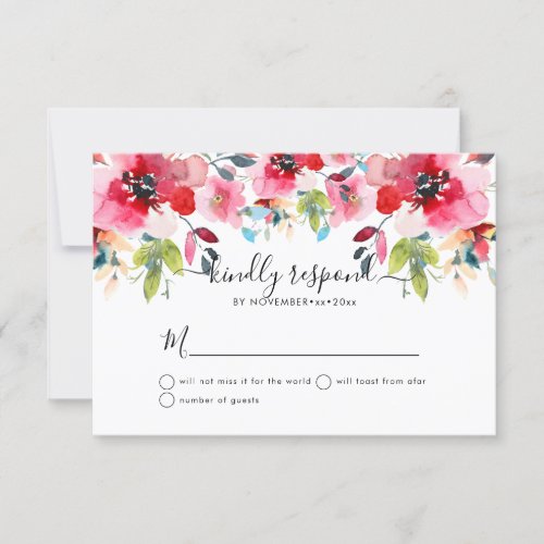 Watercolor Garden Roses Red Ombre RSVP Invitation