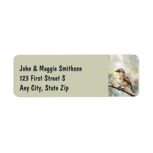 Watercolor Garden Sparrow Nature Bird Address Label