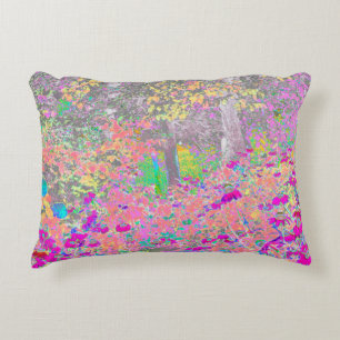 Watercolor Garden Sunrise with Purple Flowers Accent Pillow
