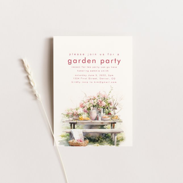 Watercolor Garden Tea Party Invitation (Creator Uploaded)