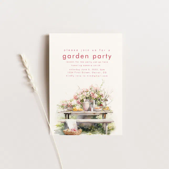 Image showcasing Watercolor Garden Tea Party Invitation | Zazzle