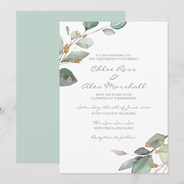 Watercolor Garden Wedding Invitation (Front/Back)