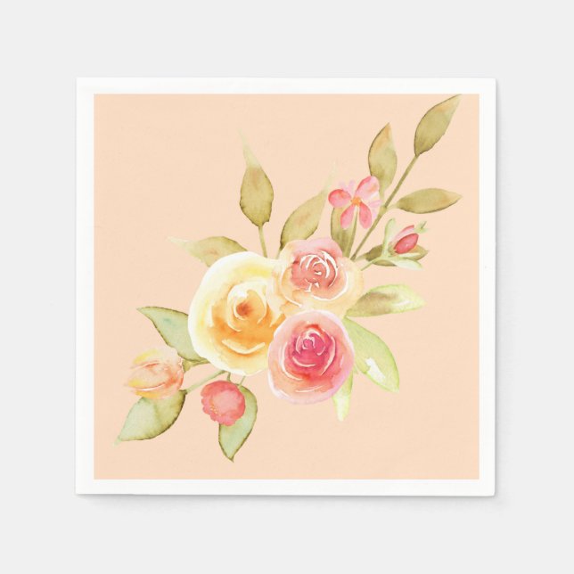 Watercolor Garden Wedding Napkins (Front)