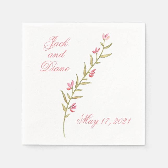 Watercolor Garden Wedding Napkins (Front)