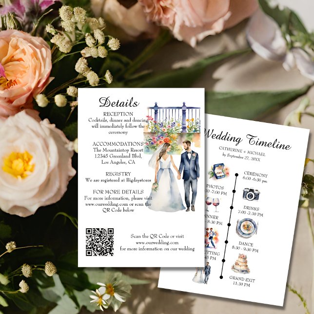Watercolor Garden Wedding With Program & QR Code (Creator Uploaded)