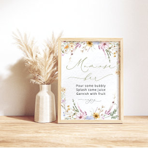 Watercolor Garden Wildflowers Mom-osa Bar Poster