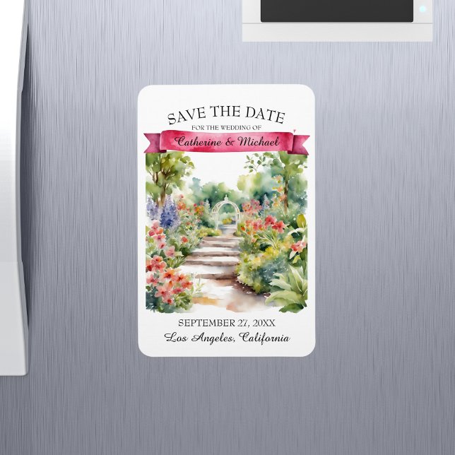 Watercolor Garden Wildflowers Spring Save The Date Magnet (Creator Uploaded)