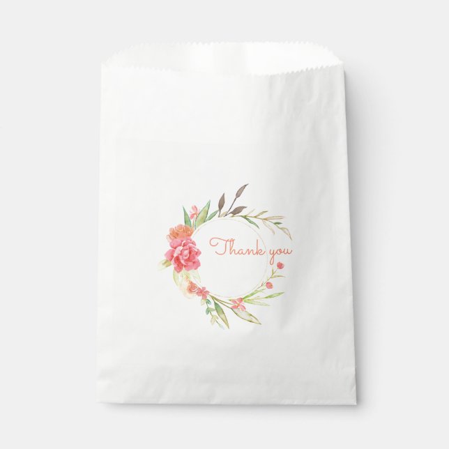 Watercolor Garden Wreath Favor Bag (Front)