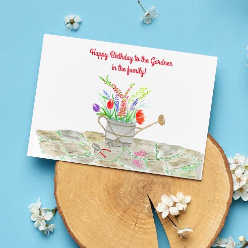 Watercolor Gardener Birthday Card