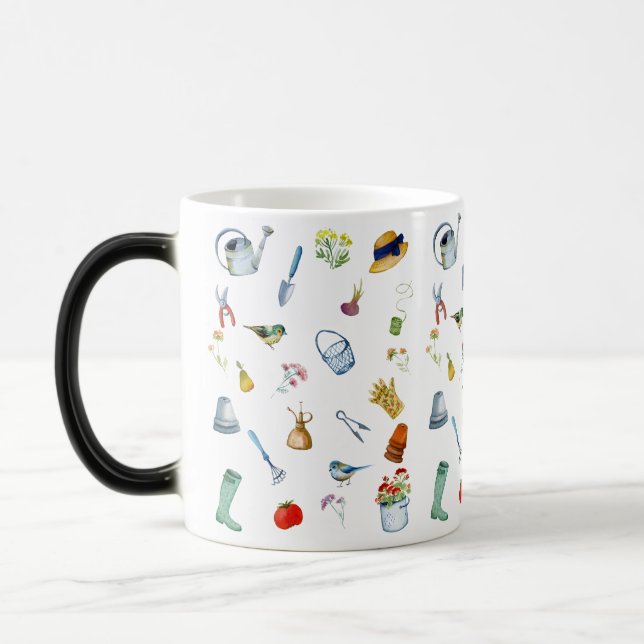 Watercolor Gardening Coffee Mug (Left)