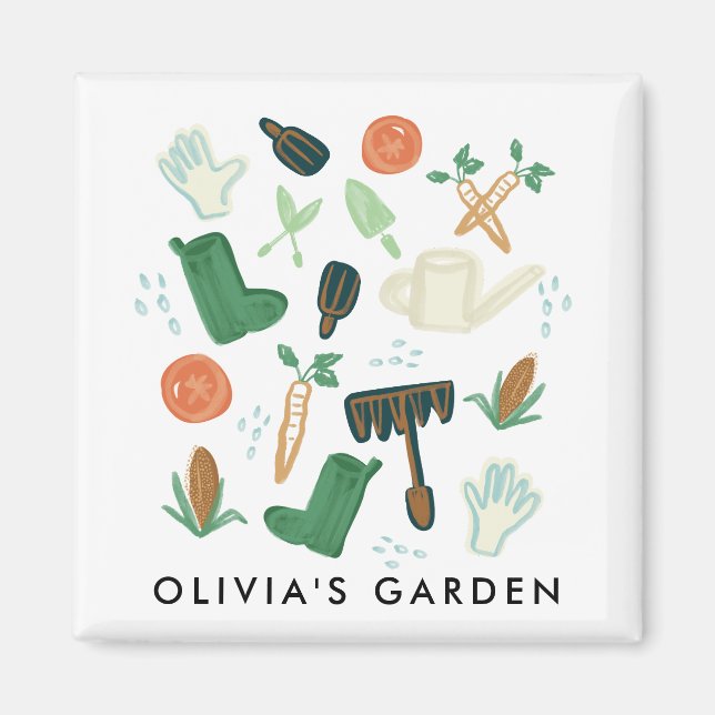 Watercolor Gardening Magnet (Front)