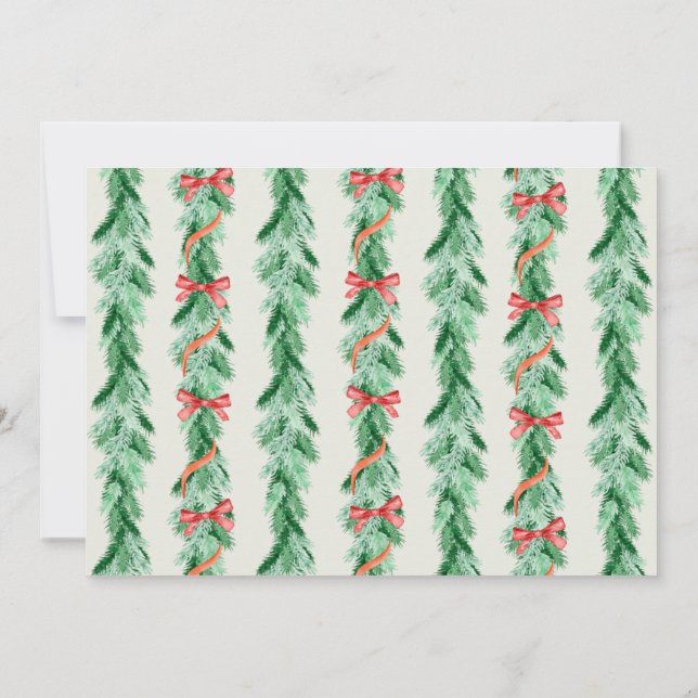 Watercolor Garland Bow Holiday Card (Back)