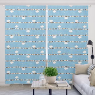 Watercolor Garland Flags Clouds Sky Blue Nursery