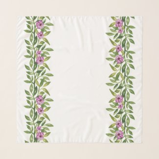 Watercolor garland purple floral spring scarf