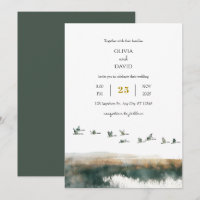 Watercolor Geese Coastal Twilight Beach Wedding 