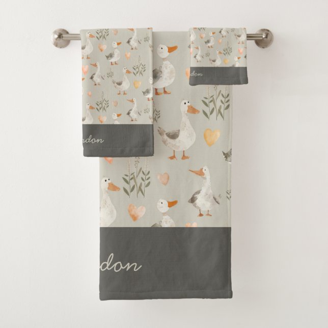 Watercolor Geese - Customizable Towel Set (Insitu)