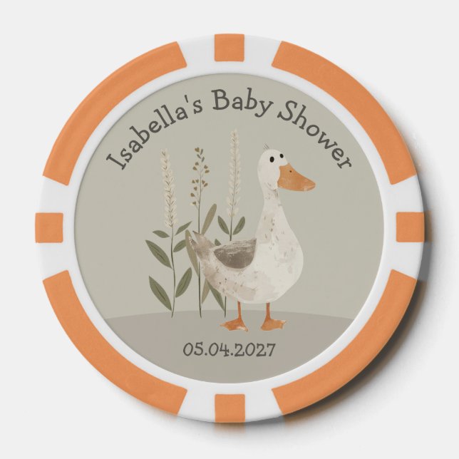 Watercolor Geese Pattern Baby Shower Poker Chips (Front)