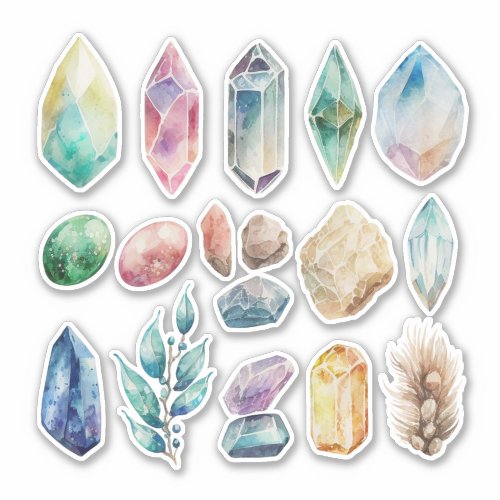 Watercolor Gemstone Gems Vinyl Sticker