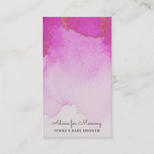 Watercolor gemstone hot pink Baby Shower Advice Enclosure Card