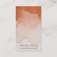 Watercolor gemstone orange Baby Shower Advice Enclosure Card