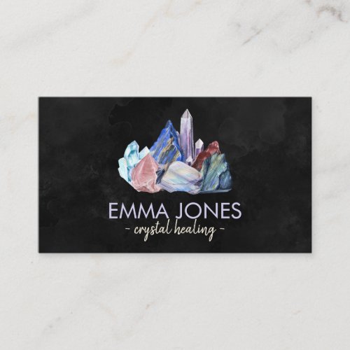 Watercolor gemstones _ crystals business card