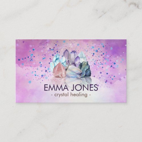 Watercolor gemstones _ crystals business card