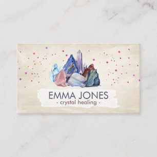 Watercolor gemstones - crystals business card