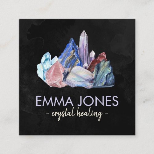 Watercolor gemstones _ crystals business card